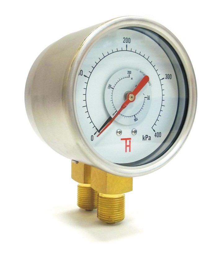 Dual shop pressure gauge